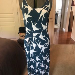 LOFT Teal Bird Dress